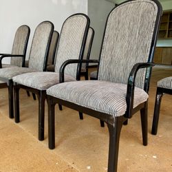 Midcentury/ Post Modern Chairs: Set of 8 Black Lacquer
