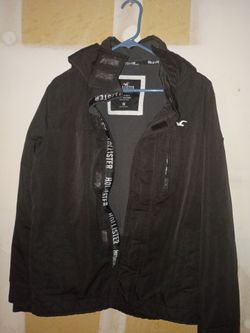 Hollister Black Hooded Zip-Up Jacket Medium