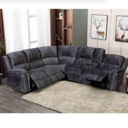 Grey Velvet Power Modular Recliners Sectional Sofa w/ USB Brand New In Box Firm Price $1,299