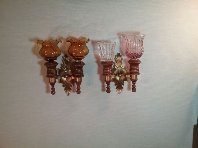 Vintage HOMCO Double Candle Holder Sconces