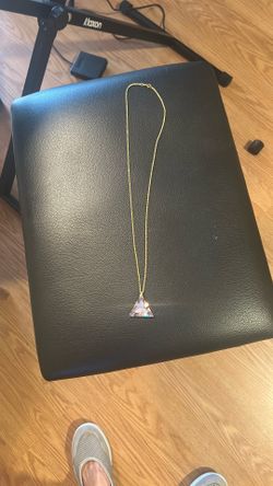 Gold Chain With Iridescent Triangle Pendant