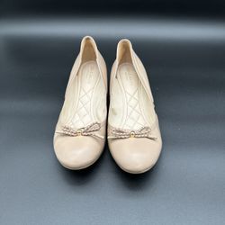 Cole Haan Women's Tali Grand Bow Wedge Pumps  Tan Leather - Size 8