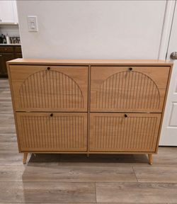 Mid-Century Modern Wood Shoe Cabinet