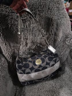 Coach Silver Demim Signature Print Tote Bag
