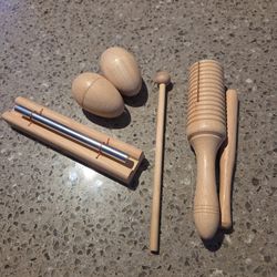 Aitebe Natural Wood Percussion Set - 4-Piece Montessori Musical Toys