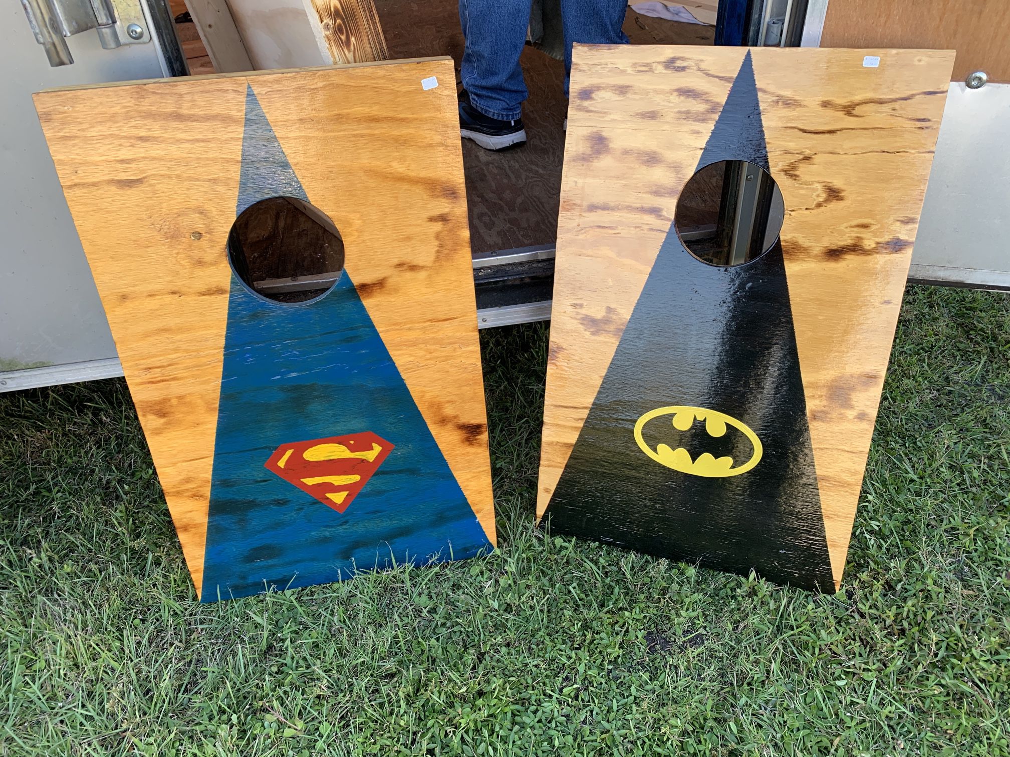Superman And Batman Corn Hole Boards