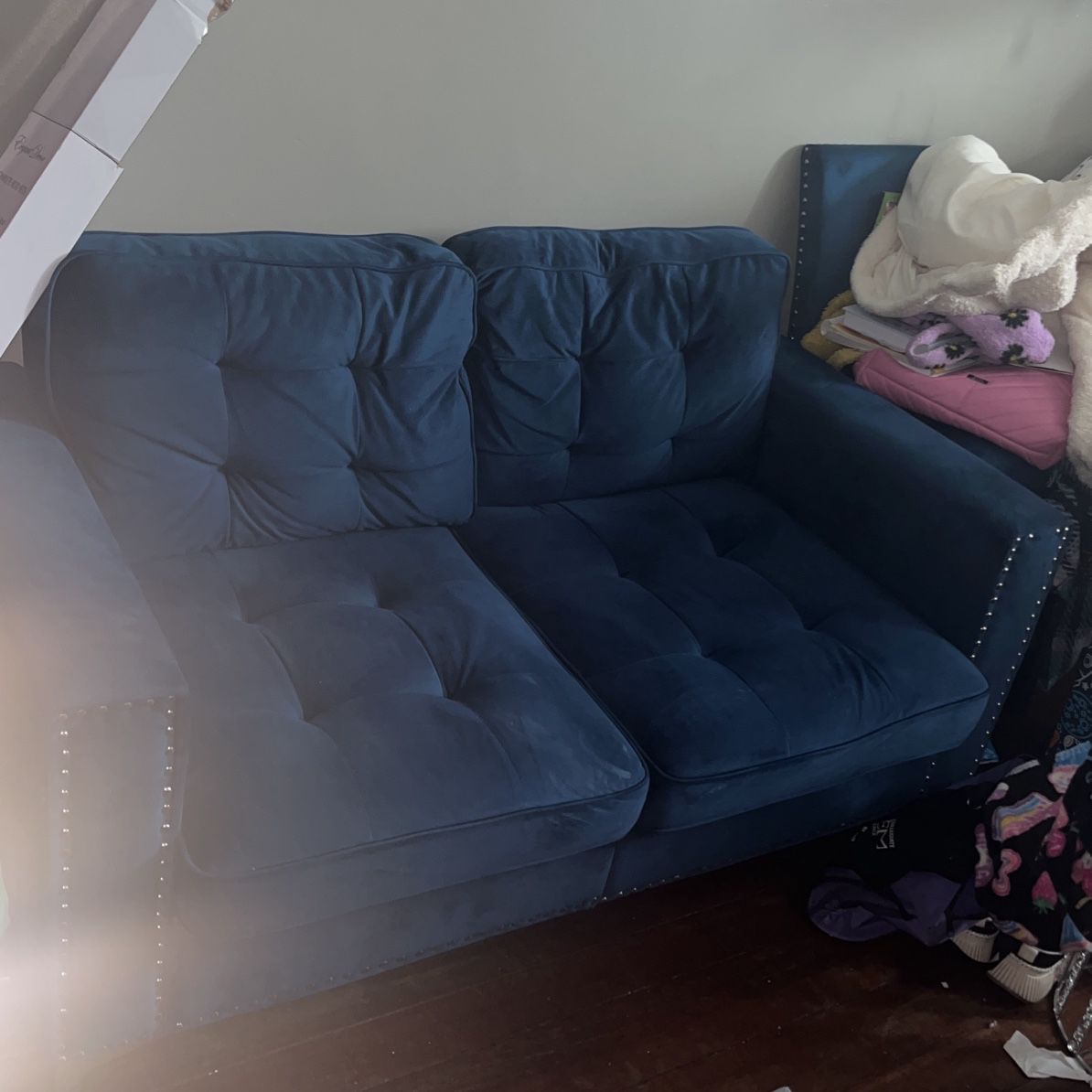 Blue Velvet Sofa And Loveseat