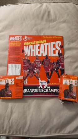Vintage 1991 Chicago Bulls Wheaties Uncut Cereal Box Sheet + 2 Mini Michael Jordan Boxes