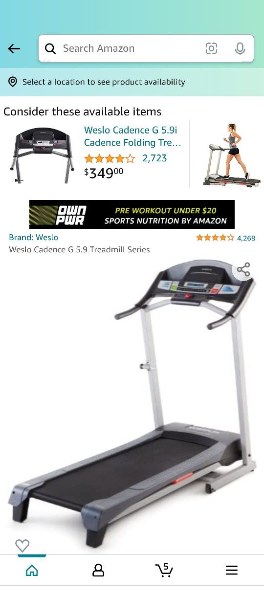 Weslo Treadmill Cadence G40 $50