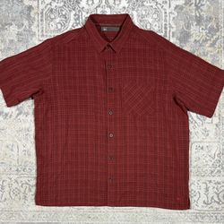 REI Button Up Short Sleeve Shirt Mens Size XL Red Plaid   