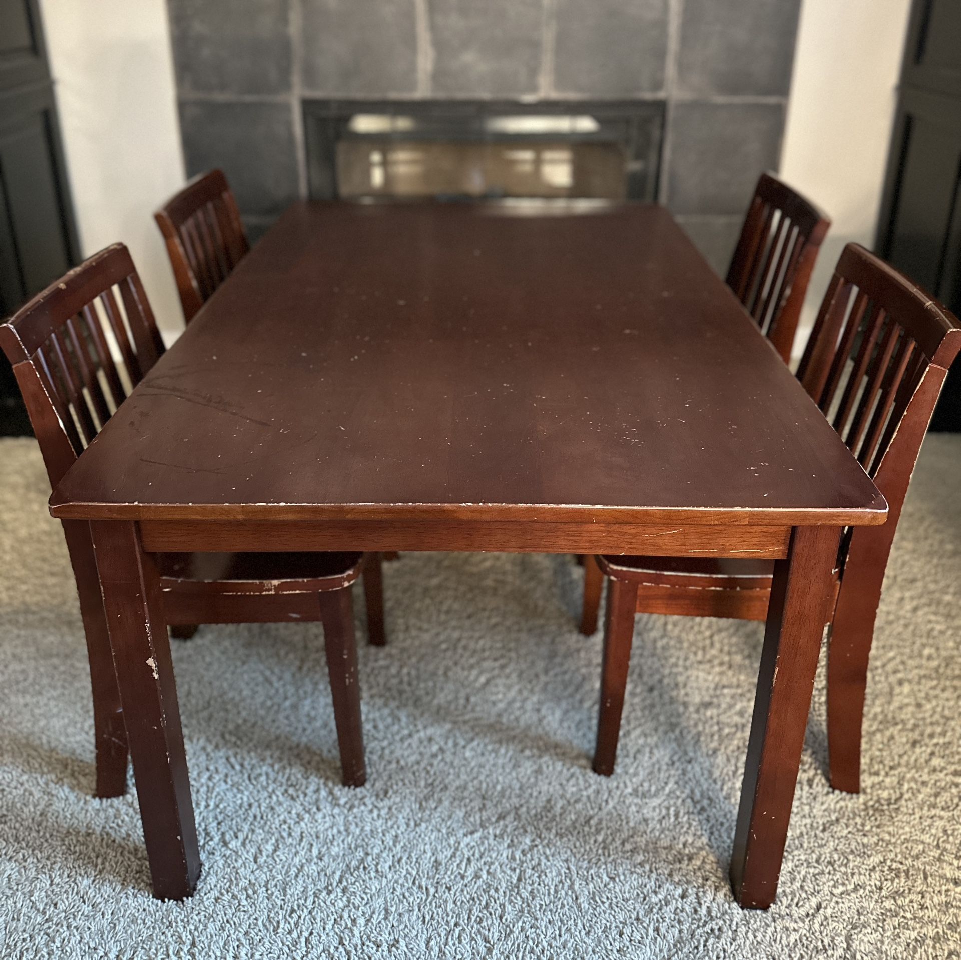 Pottery Barn Carolina Kids Table And 4 Chairs Espresso Dark Brown