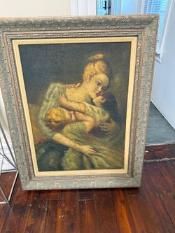 Vintage Framed Mother & Children Wall Art
