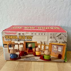 Vintage 1987 Tupperware Tuppertoys School Bus Toy Playset - Complete With Box