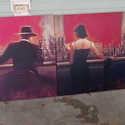 Two Pcs Canvas Bar Paint 64"×32 Sale $80 Obo 