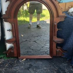 Antique Adjustable Wooden Frame Mirror