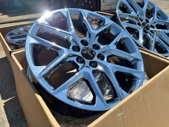 FREE INSTALL (4) NEW 100% GENUINE GM SNOWFLAKE WHEELS TAHOE SILVERADO 22" CHROME 22X9 5668