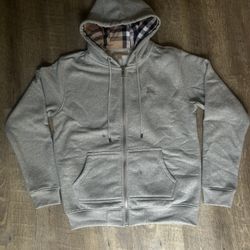 Grey Burberry Zip Up With Plaid Size M