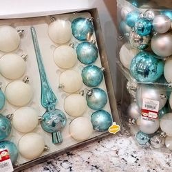 100+ Hobby Lobby Blue Silver & Glittery White Christmas Ornaments $30 for All