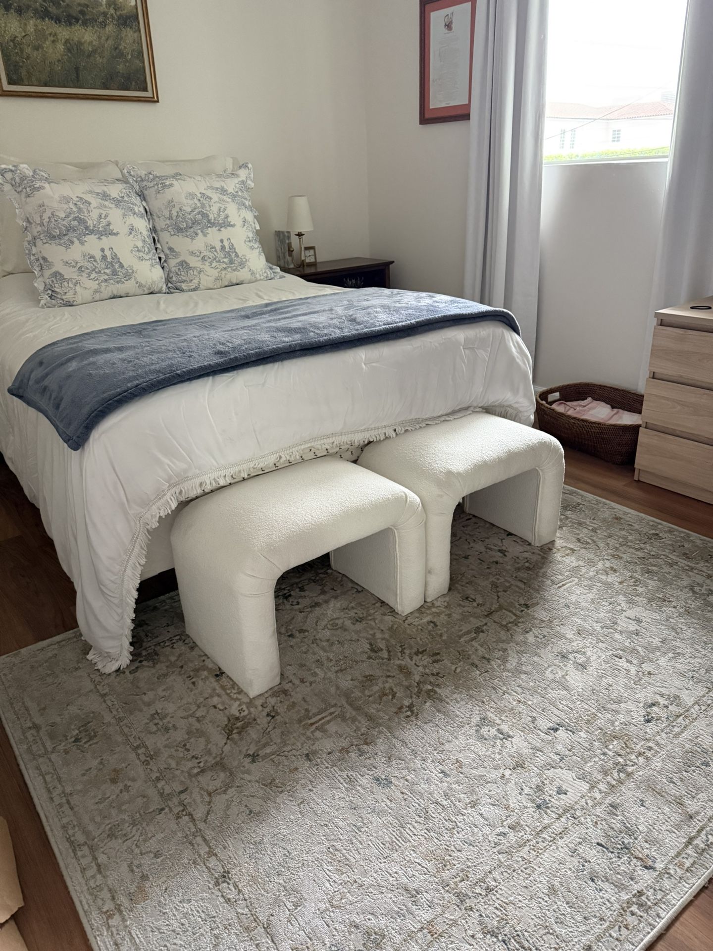 2 White Ottomans