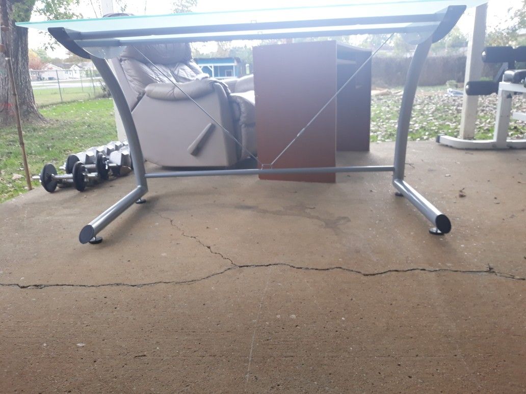 56" × 30" glass top desk