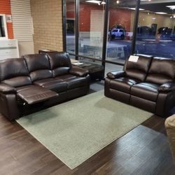 2PC RECLINING SOFA SET LOVE SEAT AND SOFA 
