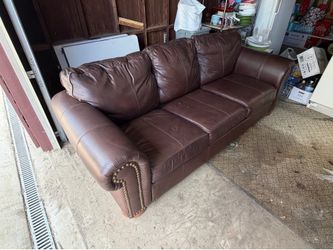 Brown leather couch