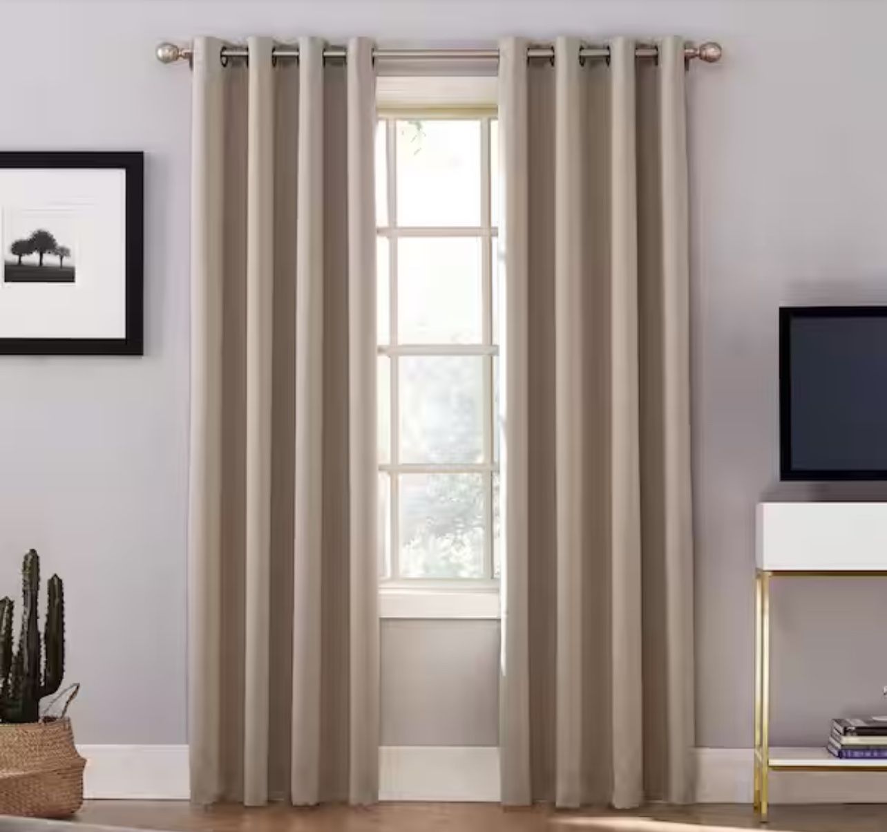 Sun Zero Nolan Energy Efficient Blackout Grommet Single Curtain Panel 40 x 84 Stone