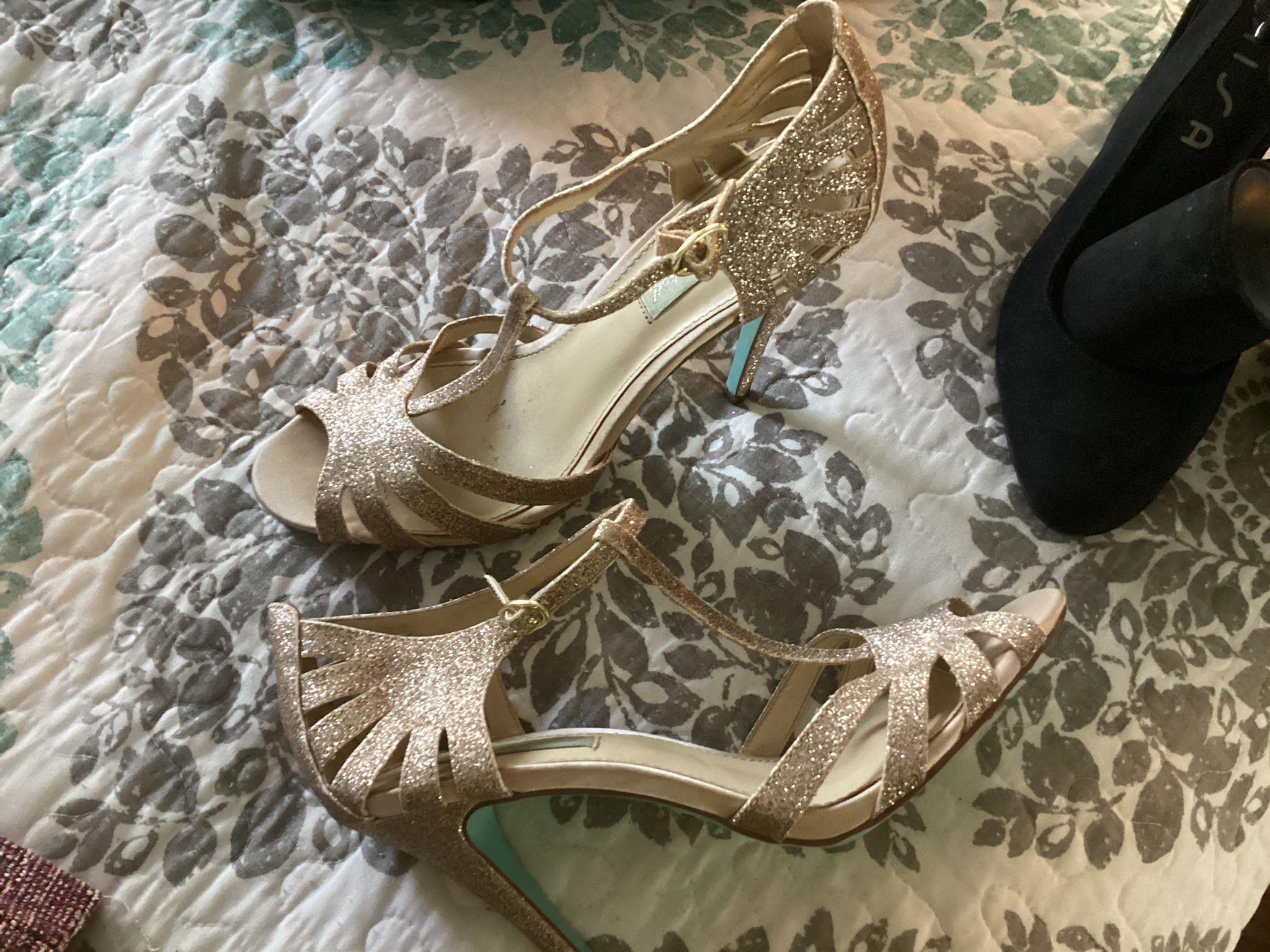 Betsey Johnson Gold Heels