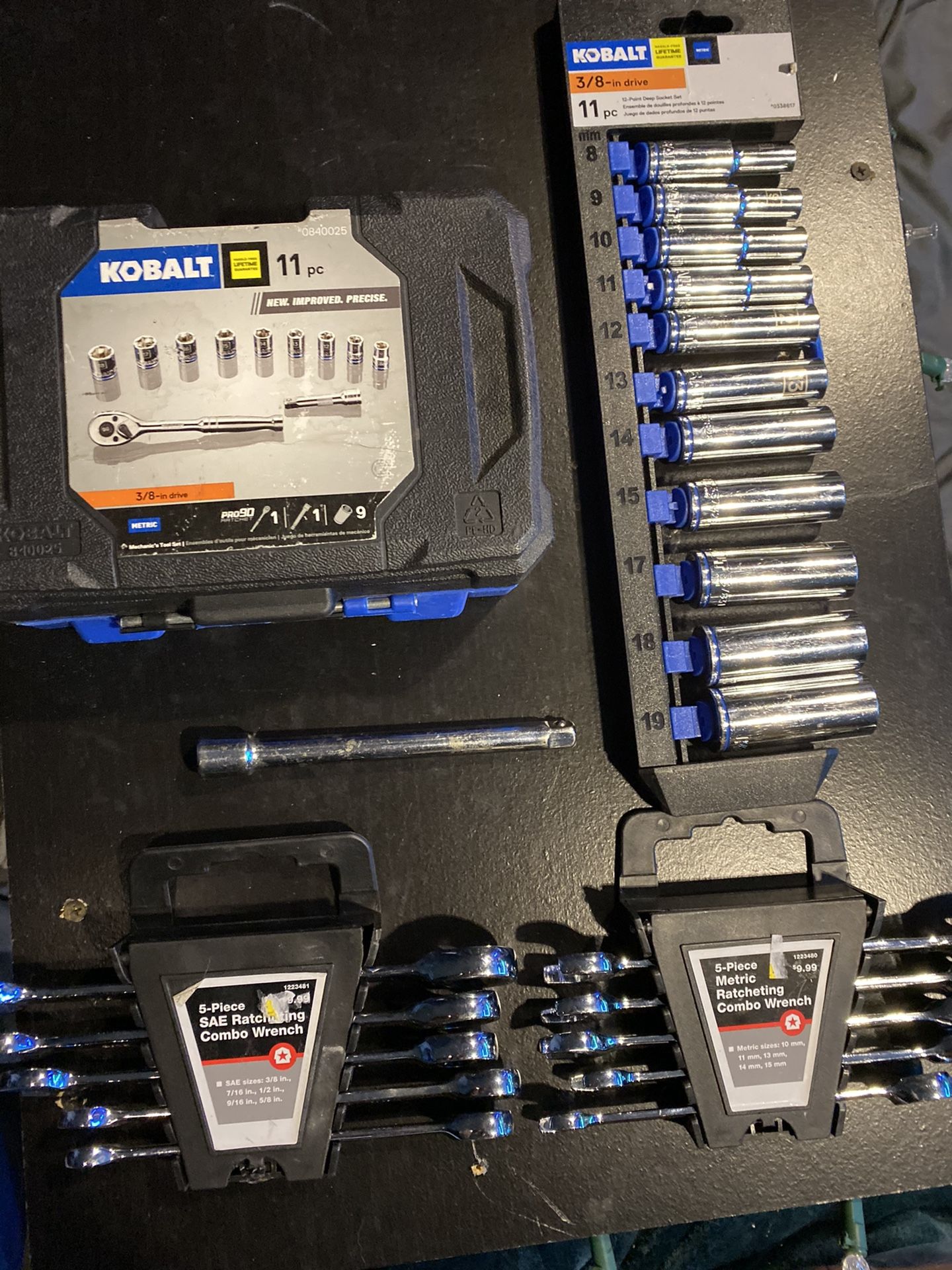 Kobalt 3/8” metric sockets and ratcheting combo wrenches