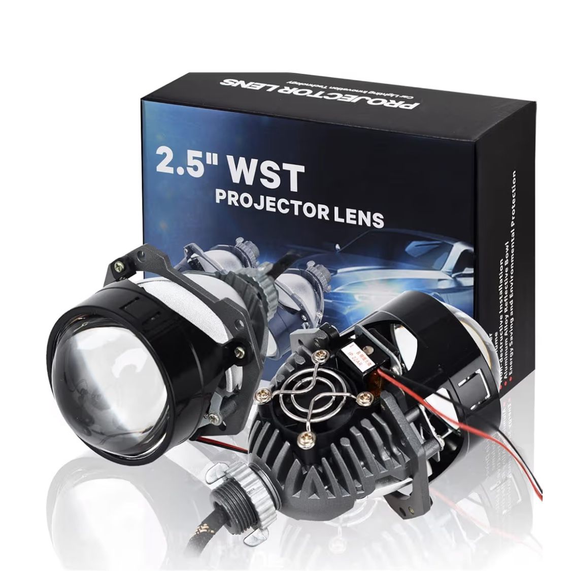 2.5inch Bi Projector Lens,Car Headlight Retrofit Kit with Hi/Lo Beam,70W 20,000LM 6000K White
