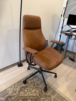 Brown Suede High-Back Office Chair