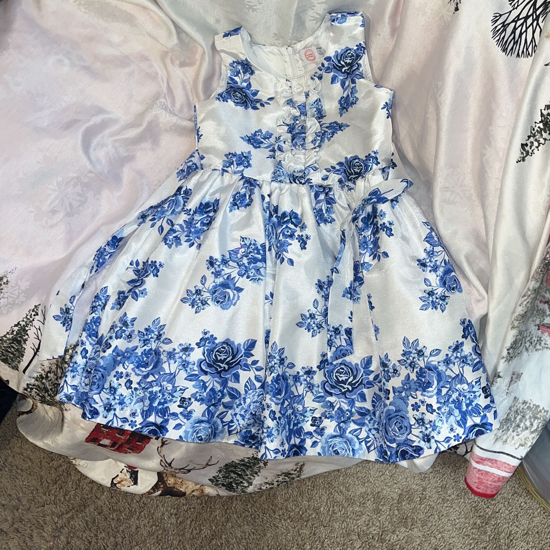 White Dress With Blue Flowers