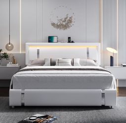 ACT NOW! Queen Bed Frame with RGB LED Lights Headboard