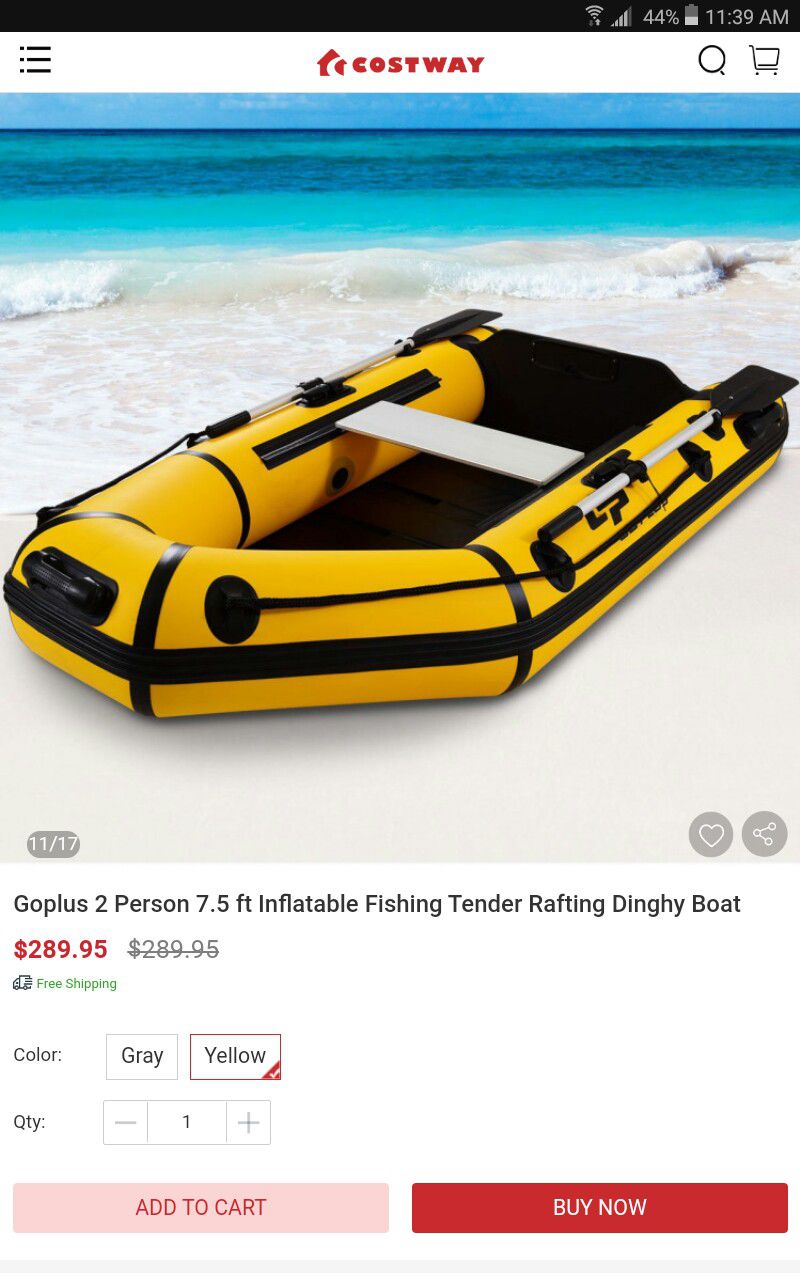 Goplus 2 Person 7.5 ft Inflatable Fishing Tender Rafting Dinghy Boat