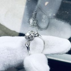 925 Sterling Silver Diamond Moissanite Ring 