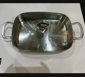 Princess House Stainless Steel Roasting Pan with Glass Lid