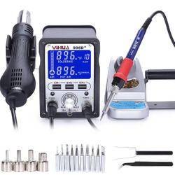 YIHUA 995D+ 2 in 1 Hot Air Rework and Soldering Iron Station with 3 Memories, Large LCD Screen