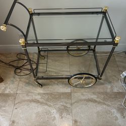 Vintage Gold & Glass Bar Cart – Mid-Century Modern Elegance