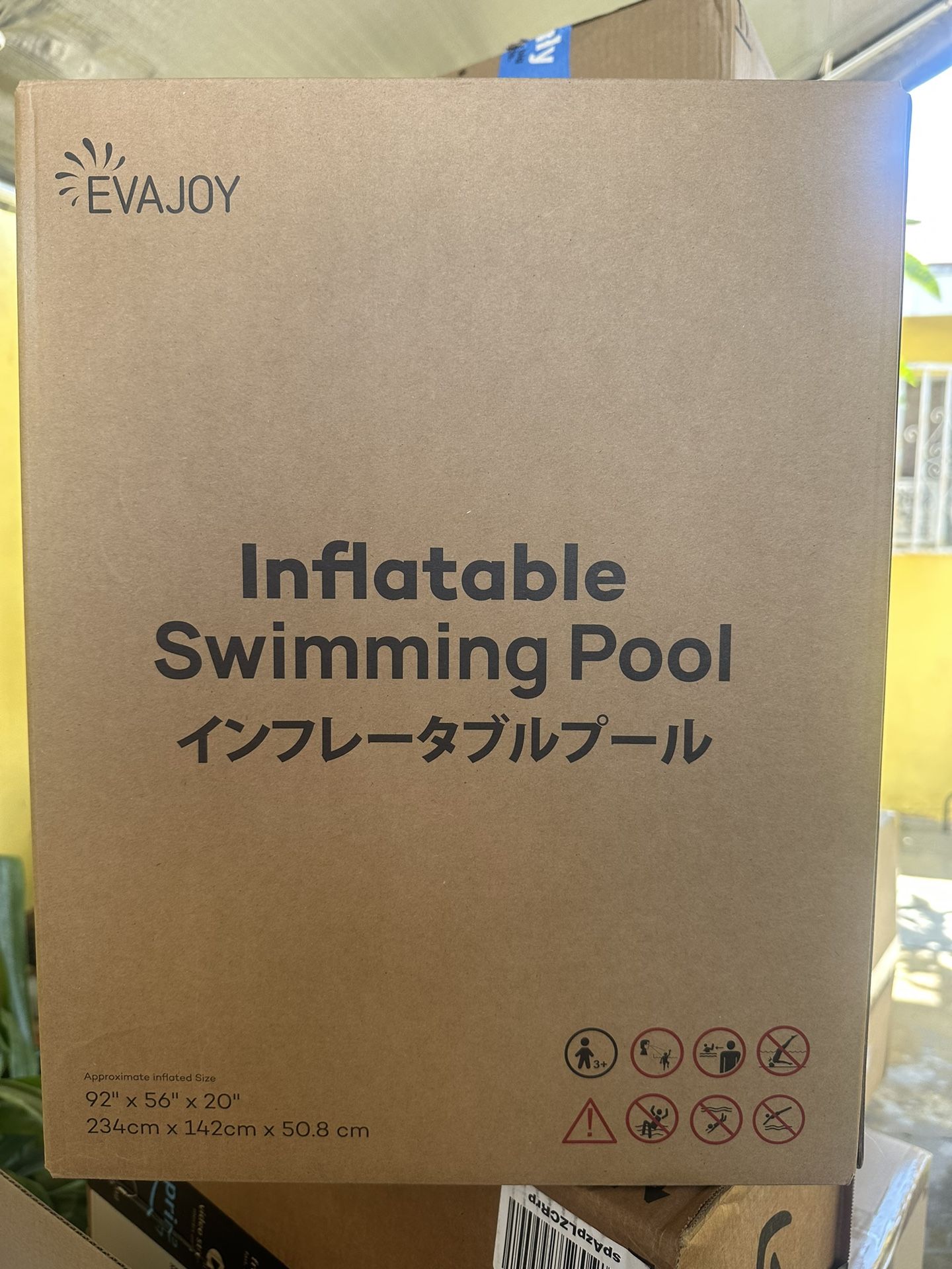 Evajoy Inflatable Pool, 92” x56” x20”