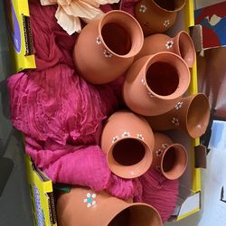 Terracotta Painted Vases With Sign