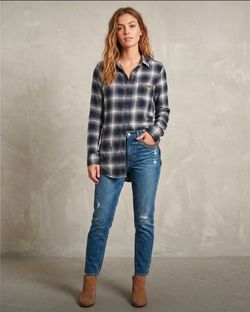 Hollister Co. Plaid Flannel Long Sleeve Shirt Beaded Pocket Size Small