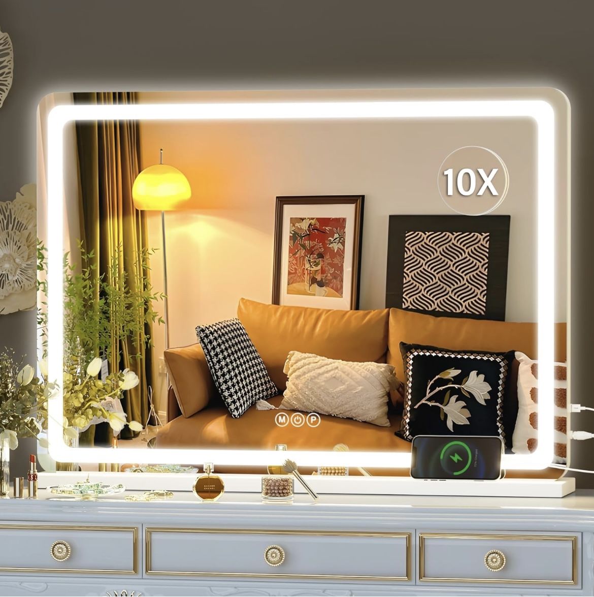 Vanity Mirror 32'' x 22'' Home, Wall Mount LED Makeup Mirror with Dimmable 3 Modes, Touch Screen