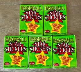 Vintage 1986 Fleer Star Stickers Baseball Wax Pack! Sealed! 5 Packs