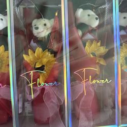 Bear Bouquets With Flower LIGHTS UP