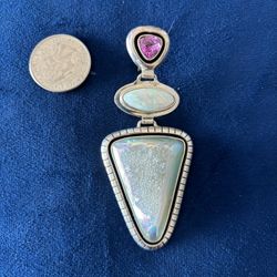 Stunning Sterling silver Druzy, Opal And amethyst Pendant 