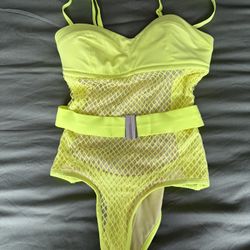 Neon Yellow One-Piece Swimsuit (Size XS)