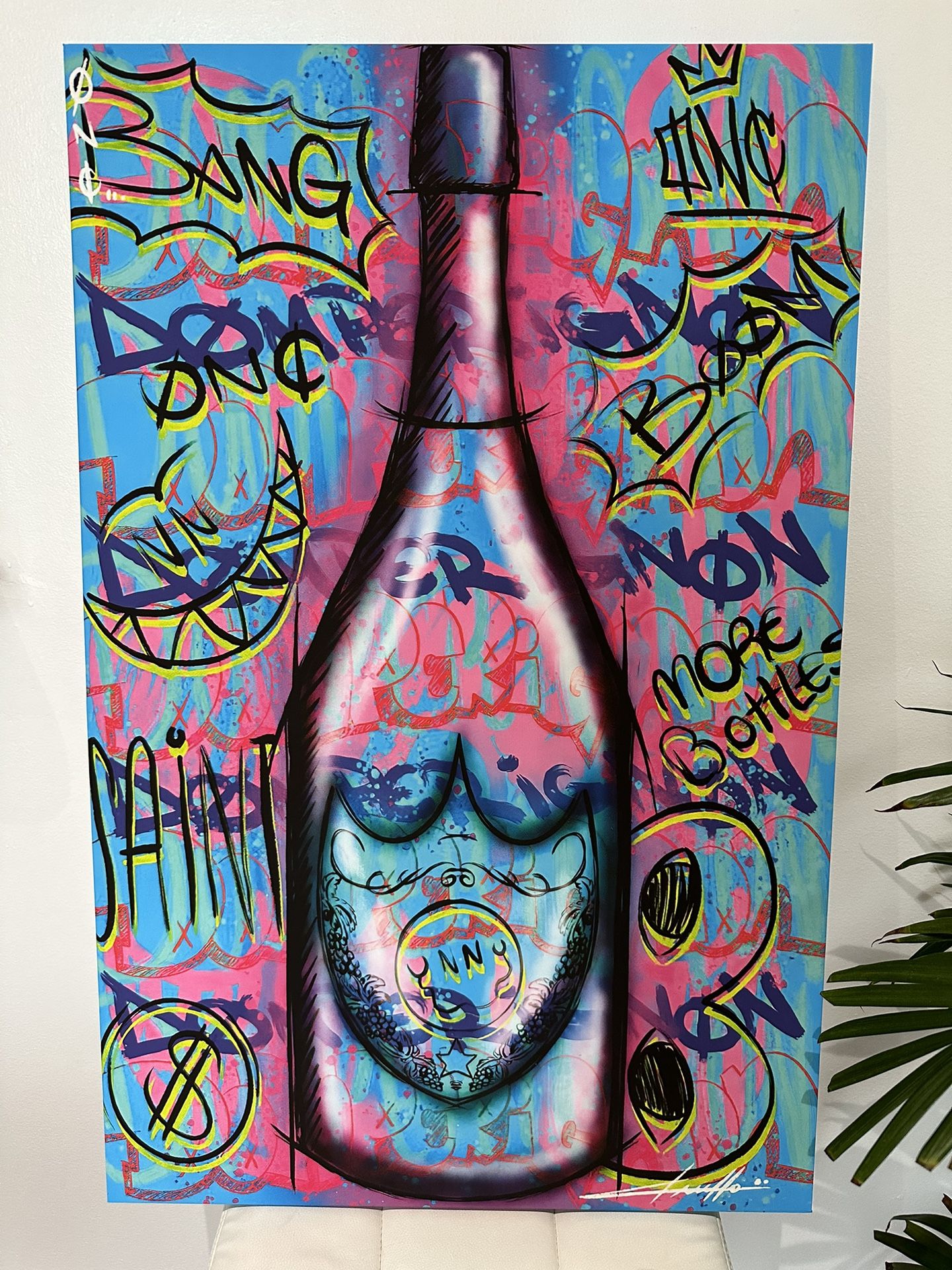 Painting Champagne Bottle Pop Art