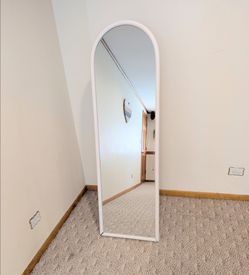 Tall white standing mirror