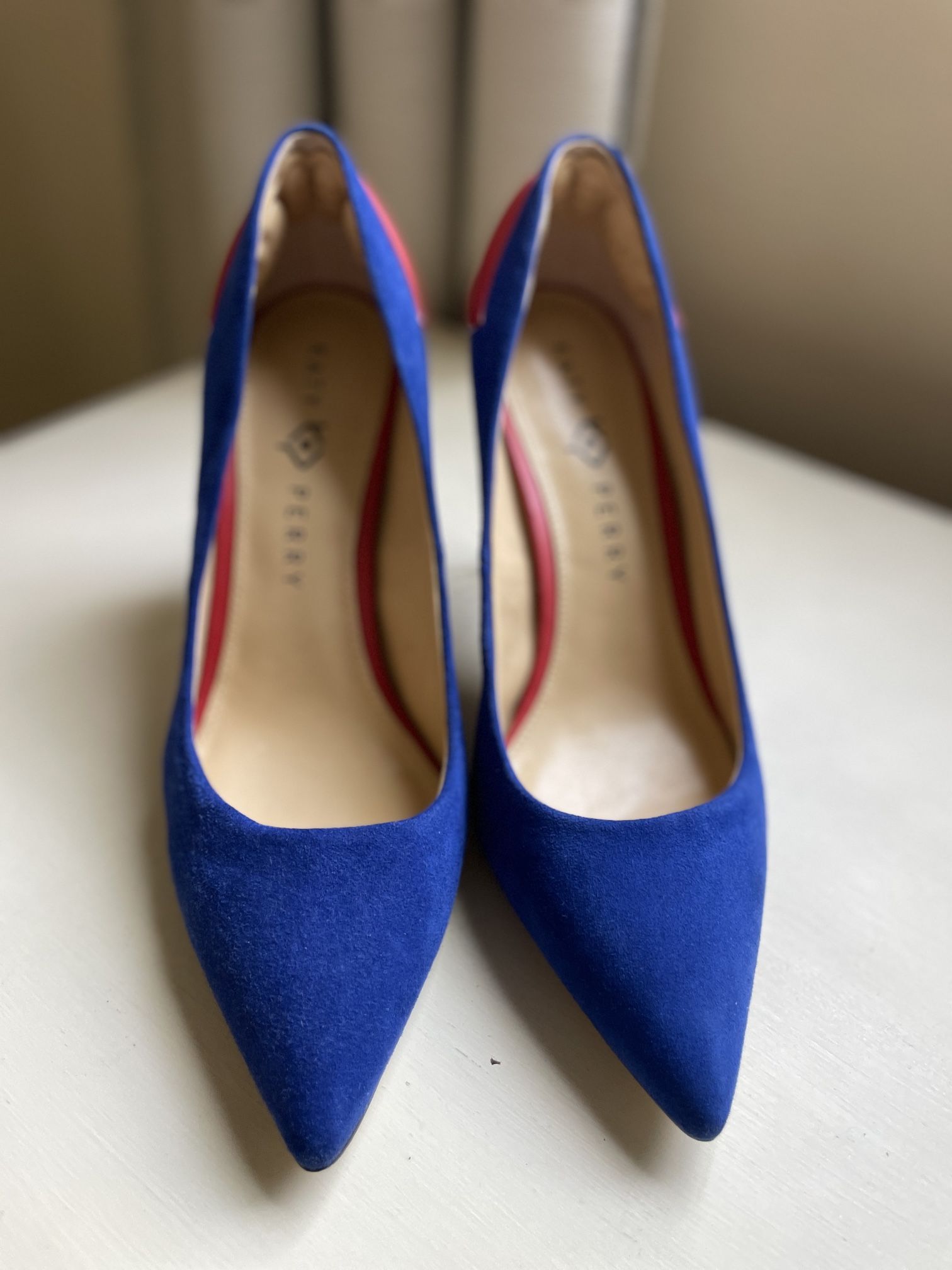 Katy Perry Women's The Femi Red Lips Pump, Space Blue Suede shoes size 10/ EU 40.5