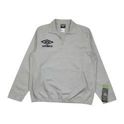 Umbro Long Sleeve Drill Sweatshirt Mens Medium M Gray Pullover Crewneck Futbol
